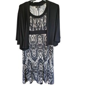 R & M Williams Women's 16 Dress And Jacket Black With Tan Patterned Detail